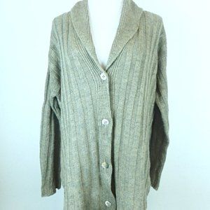 ROMEO GIGLI ITALY SHAWL LINEN knit CARDIGAN Sweater M L i40 tan taupe